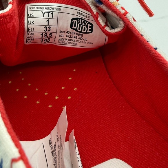 Hey Dude Youth Summer Americana Popsicle Shoes Red White Blue 4th of July USA - Picture 3 of 6